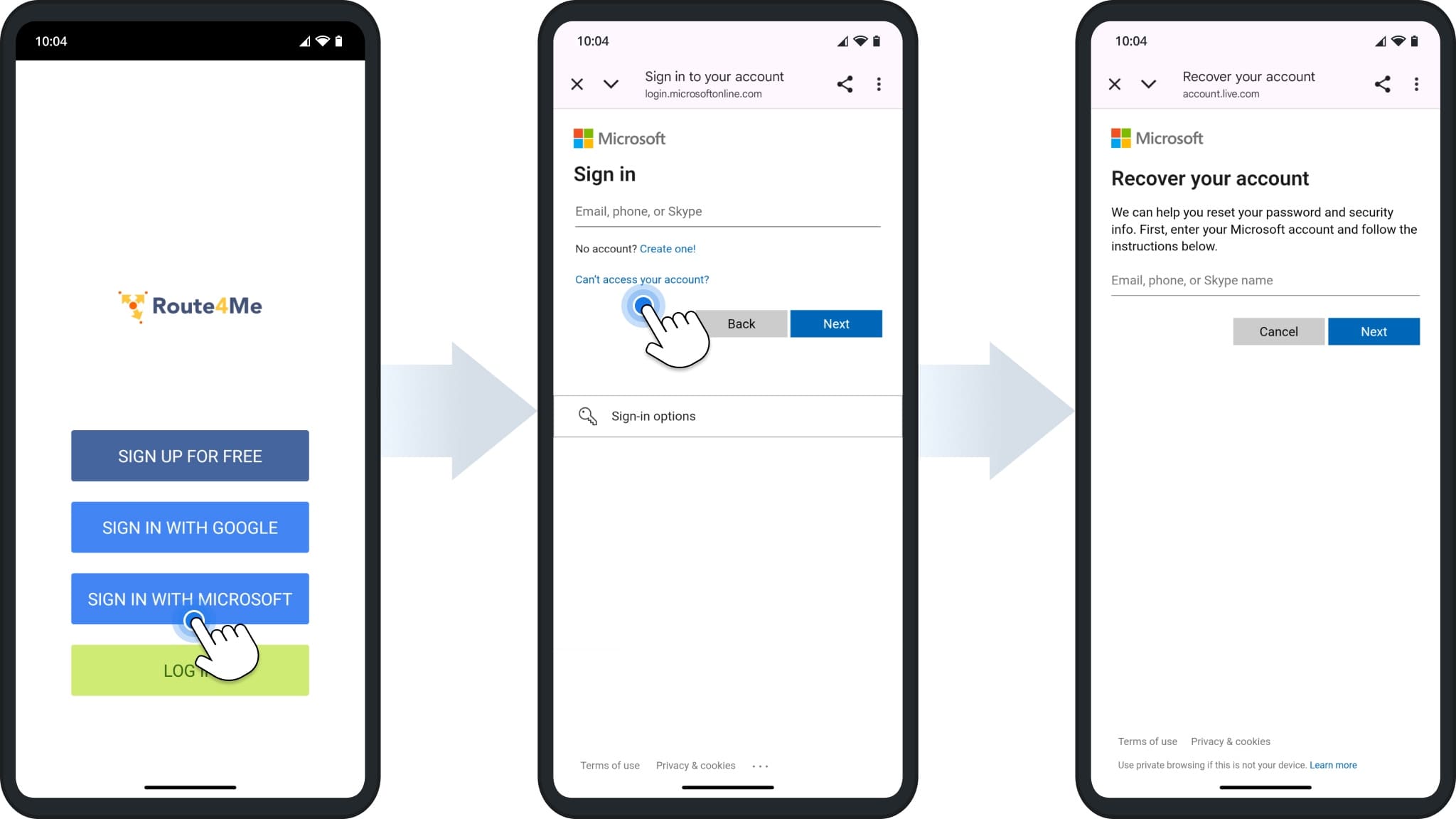 Using Google SSO and Microsoft SSO to sign into Route4Me