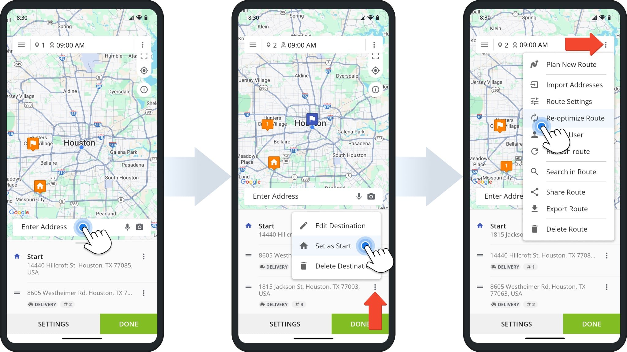Resolve optimization and constraint conflicts to optimize routes with unrouted destinations.