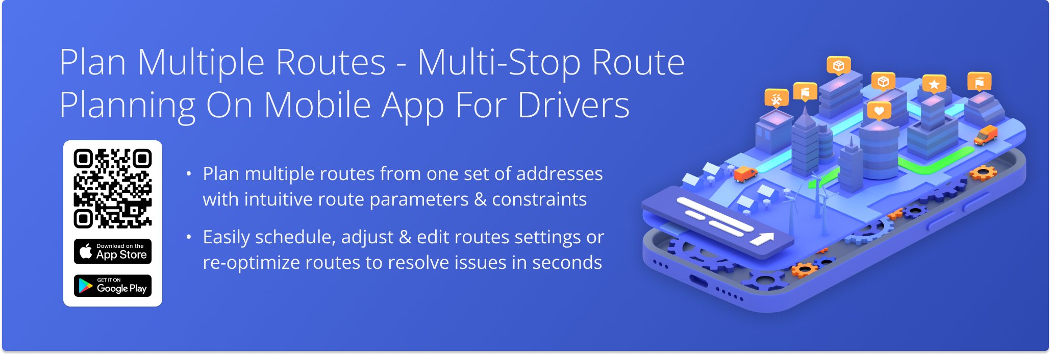 Learn how to plan multiple routes from a single set of addresses, how to set optimization constraints, sequence and schedule routes, and use the mobile app route editor.