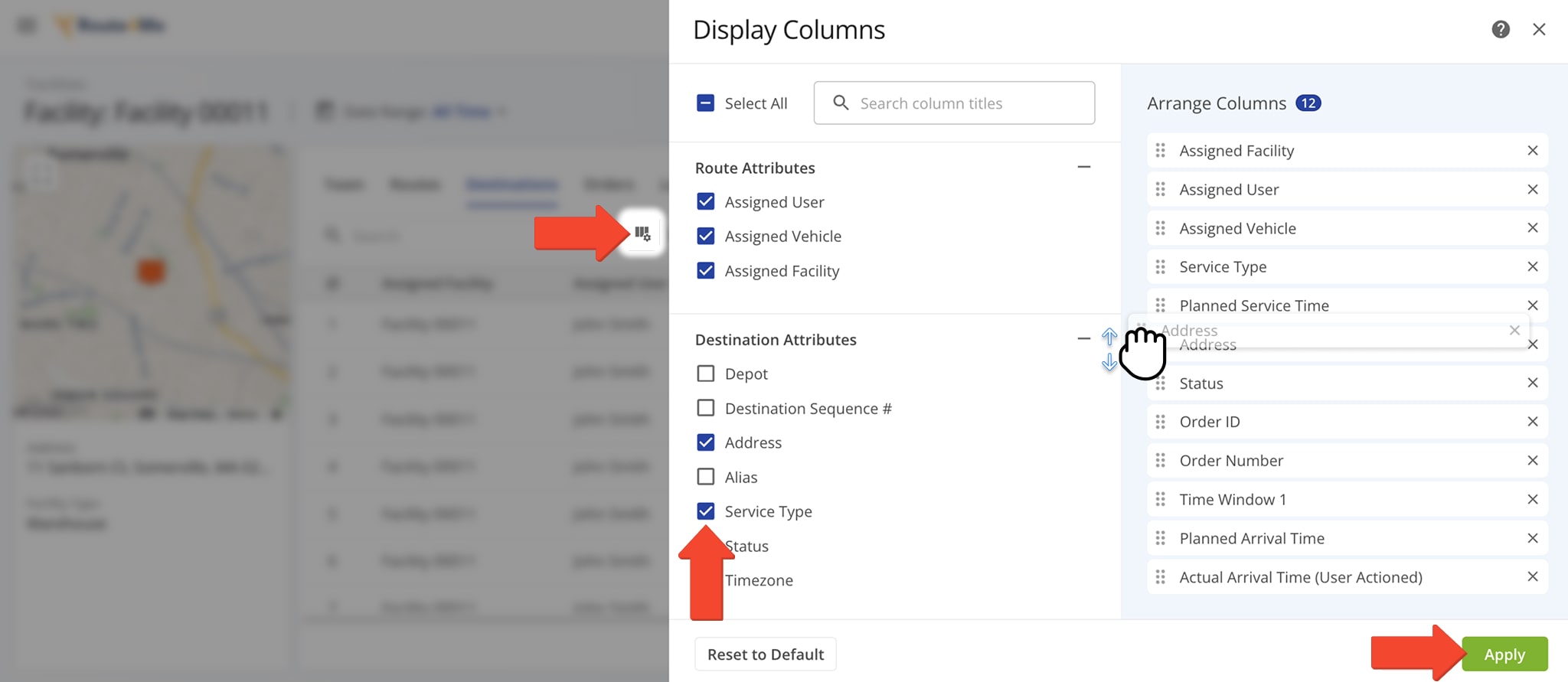 Select the data you would like to display and the order in which you would like it displayed.