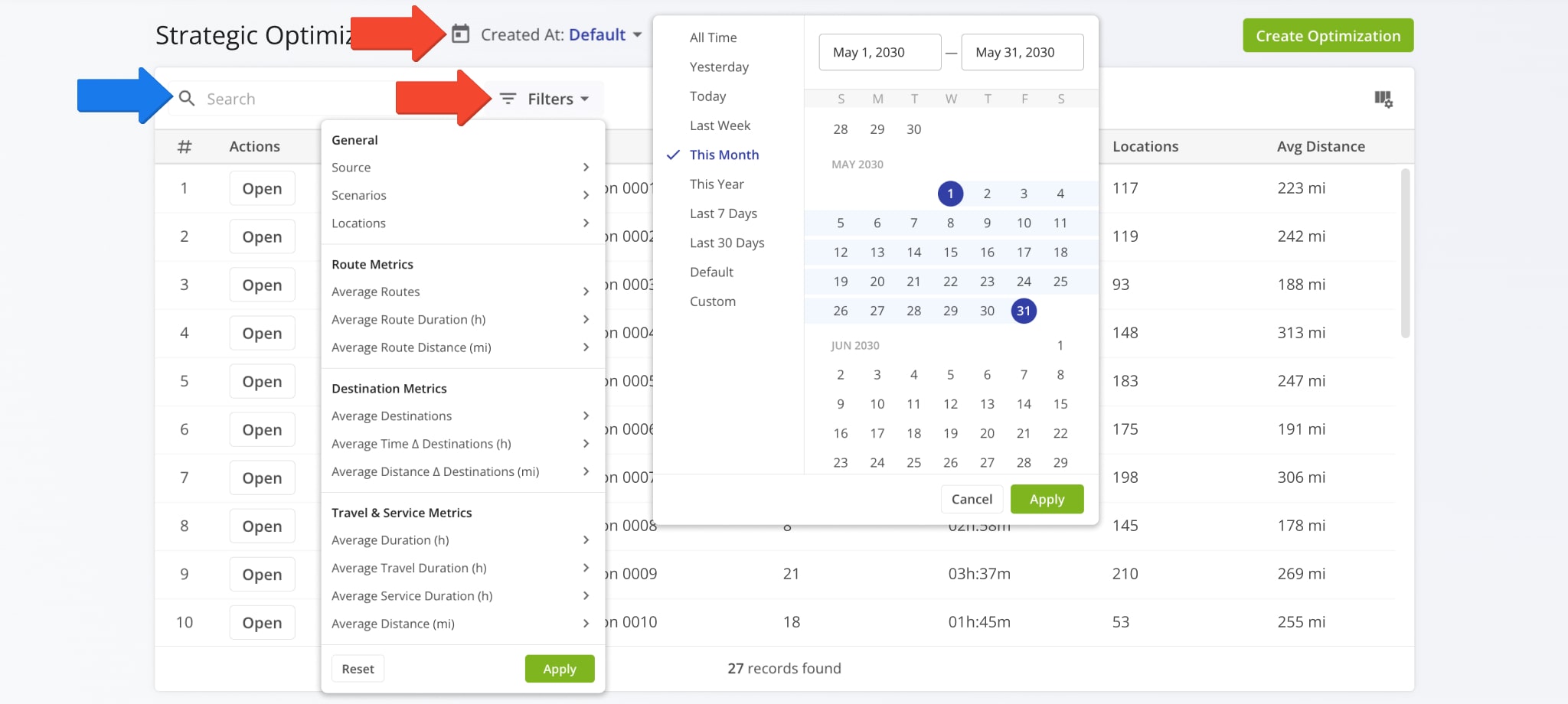 To find a specific Strategic Plan on your account, you can use custom filters or search for a Plan by name with the Search field.