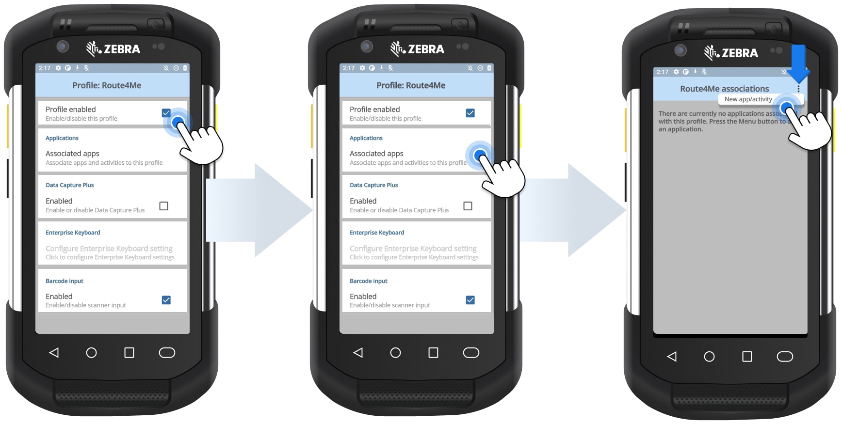 From Associated App, select New App/Activity.