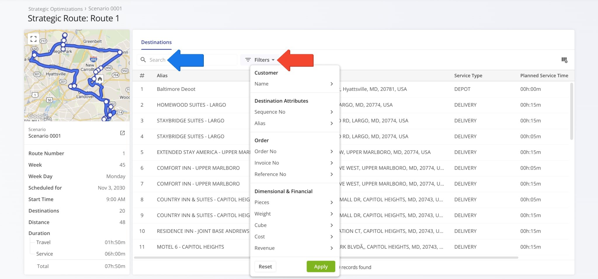 Search and filter Snapshots to show the most relevant data.