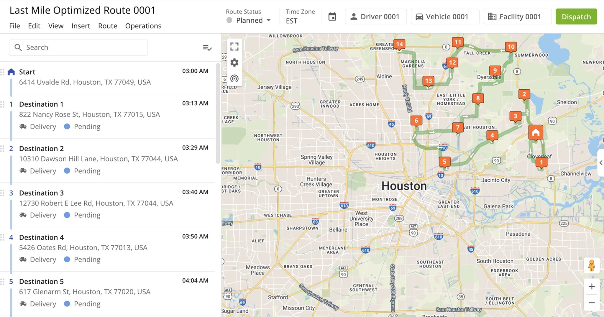 Optimize a route based on a selected Location Territory.