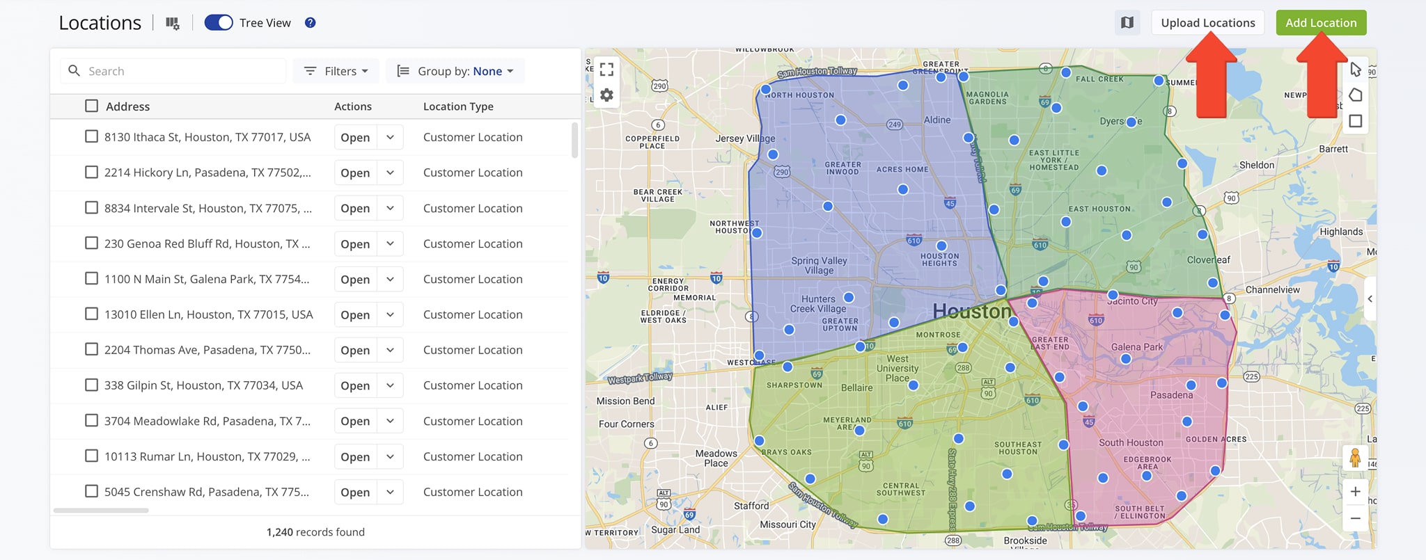 Add single Locations or upload a spreadsheet to add Locations in bulk.