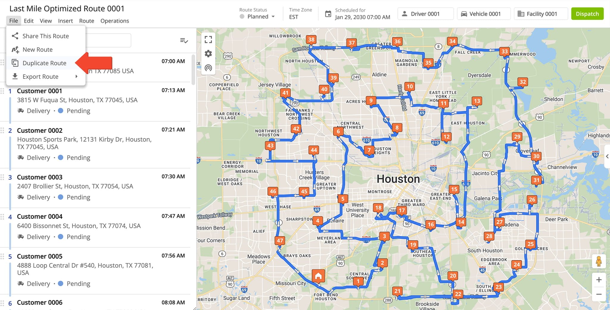 You can duplicate a route directly from the Route Editor.