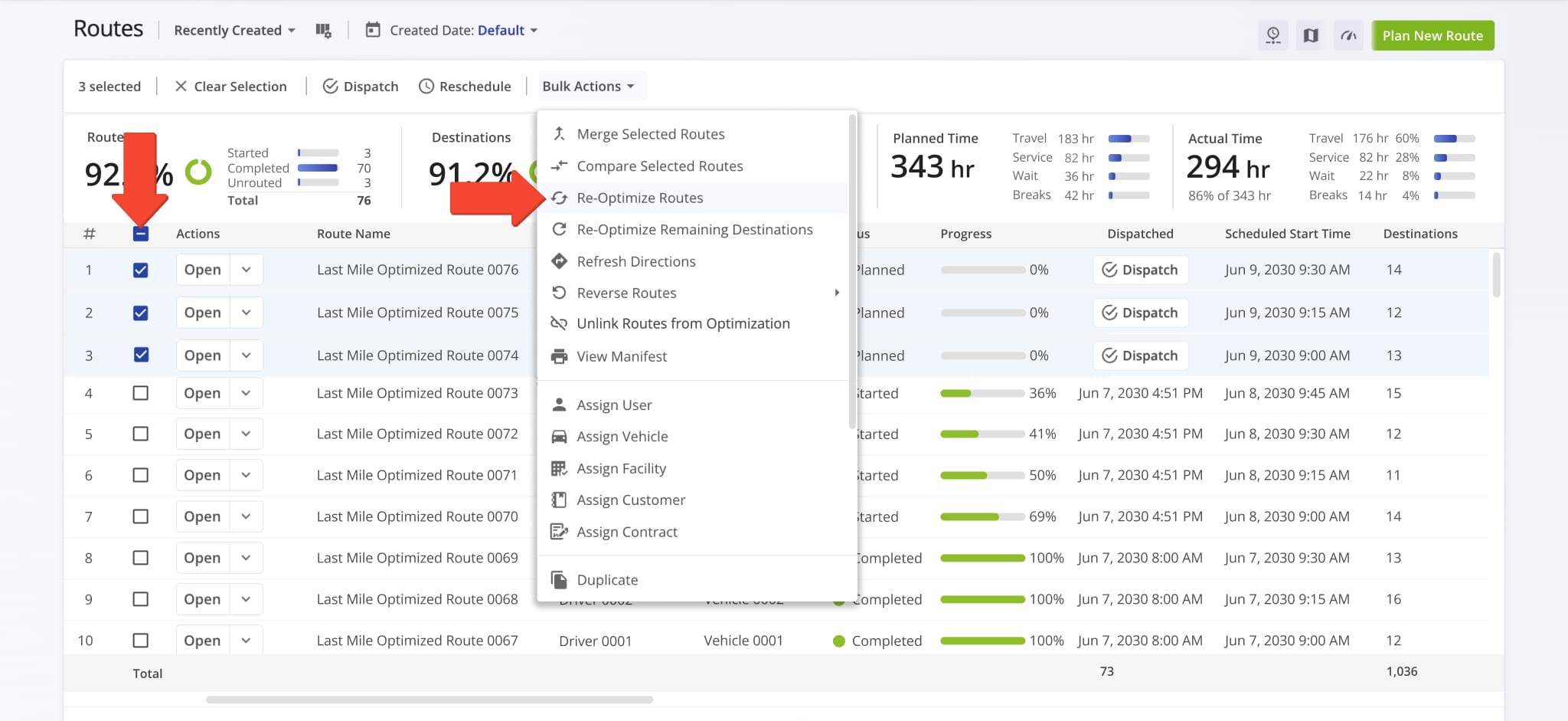 Re-optimize routs after making any modification to it, such as adding new destinations.