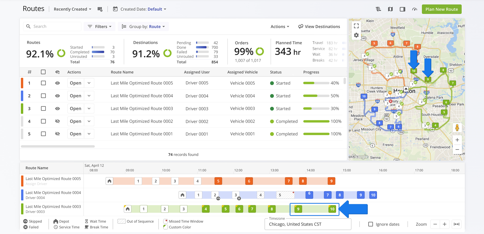 When moving stops between routes, re-optimize all affected routes to ensure the best overall sequence for each route.