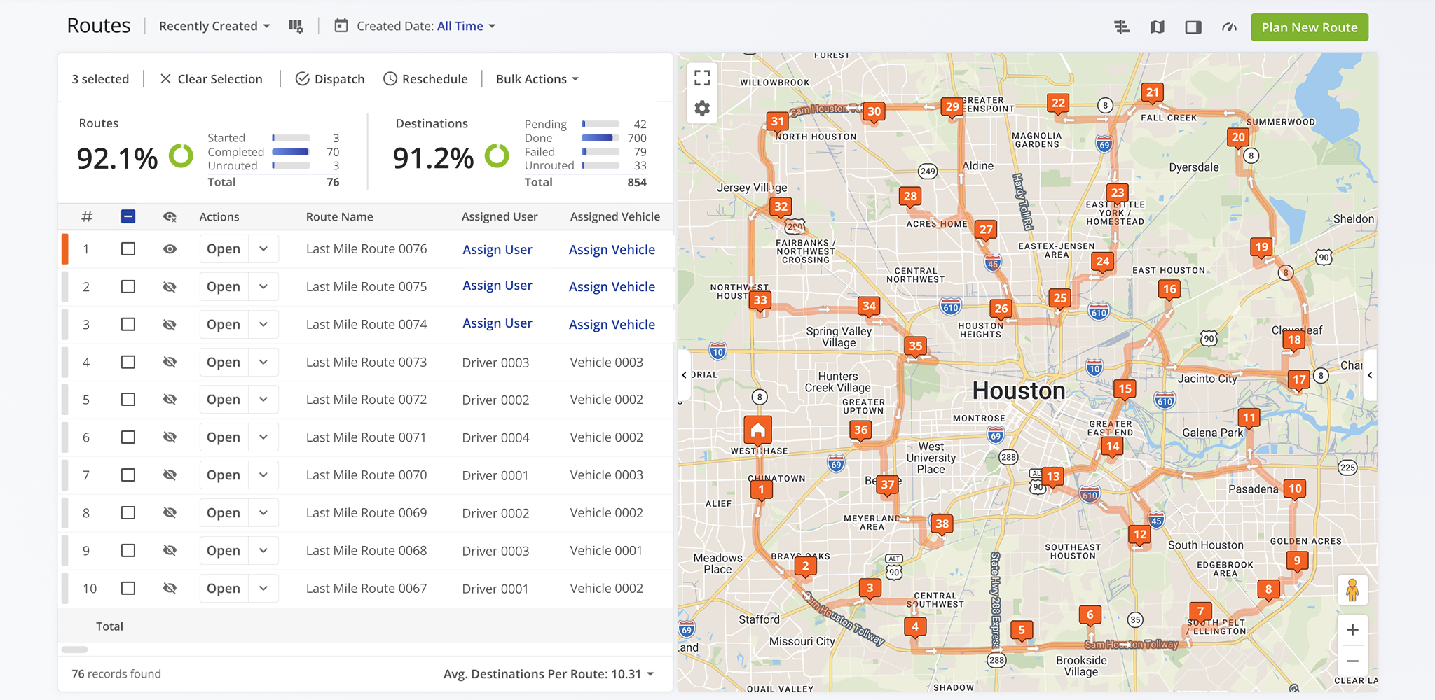 Re-optimized routes are automatically available for dispatch from your Routes List.