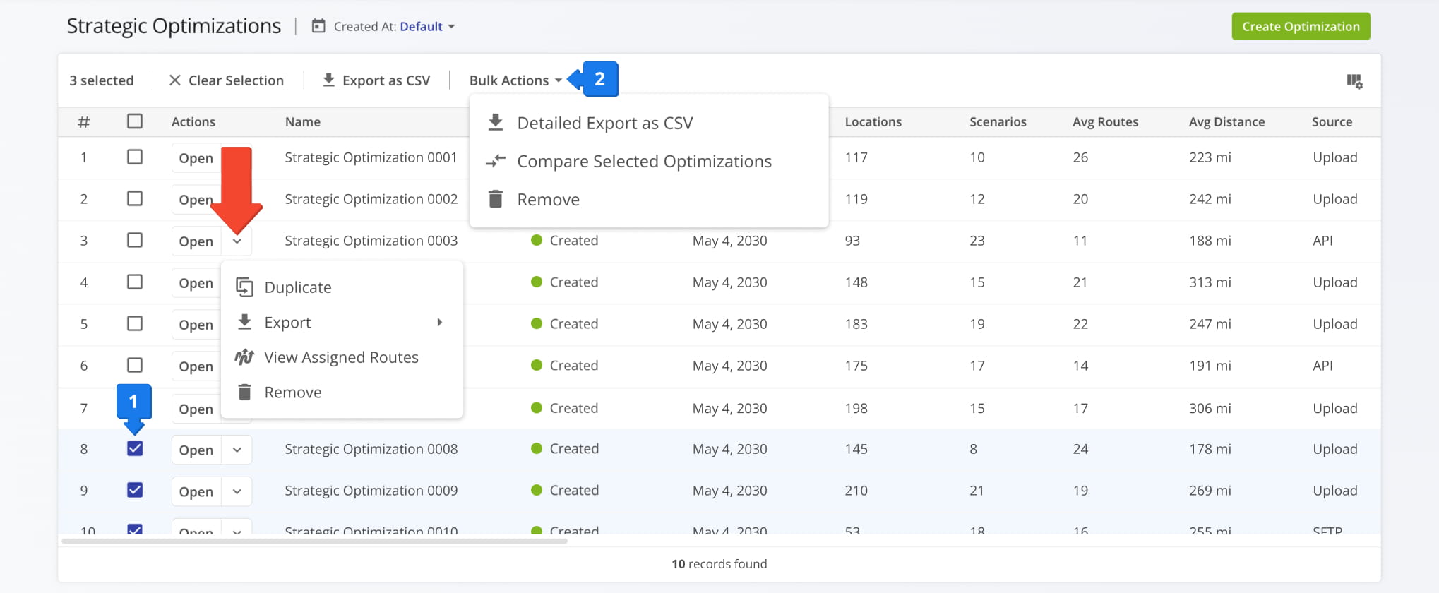 Strategic Optimization management actions.