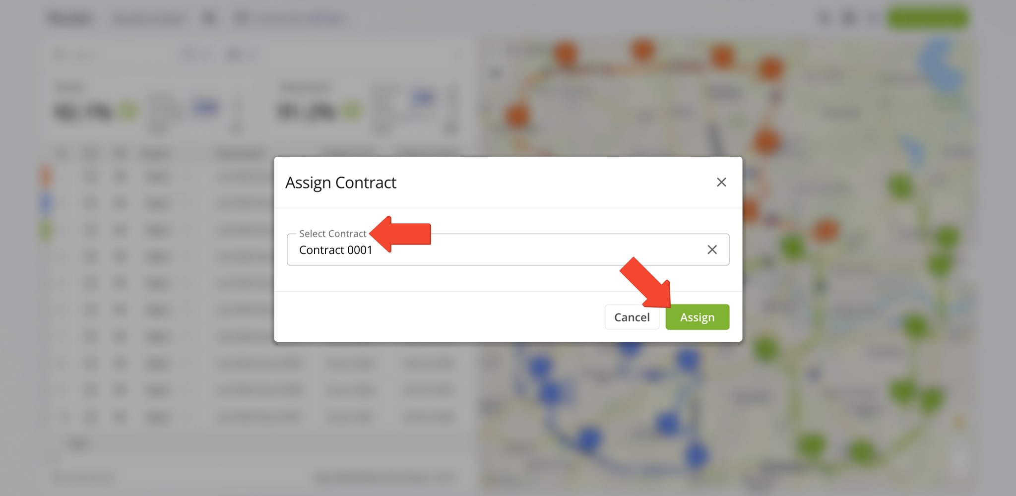 Link selected routes to a specific service agreement, recurring schedule, or client obligation.