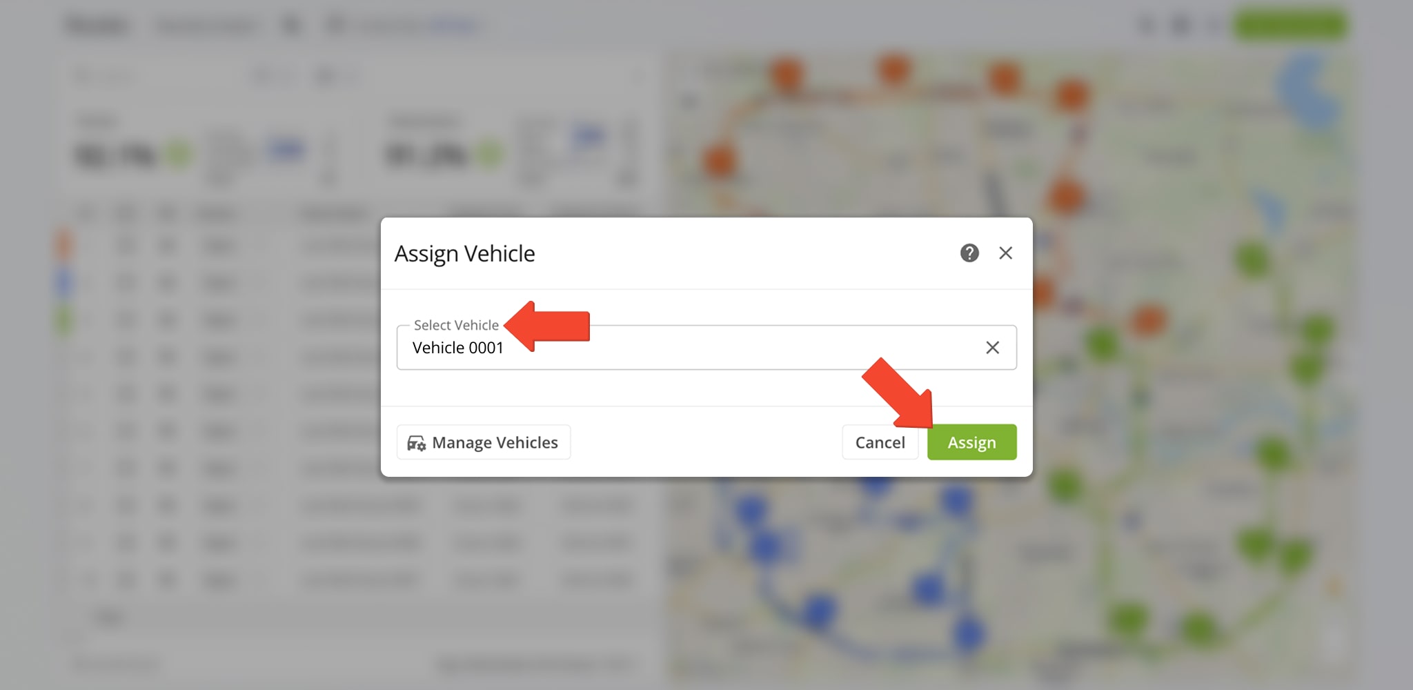 Assign the right vehicle to a route to ensure proper execution, tracking, and performance reporting.