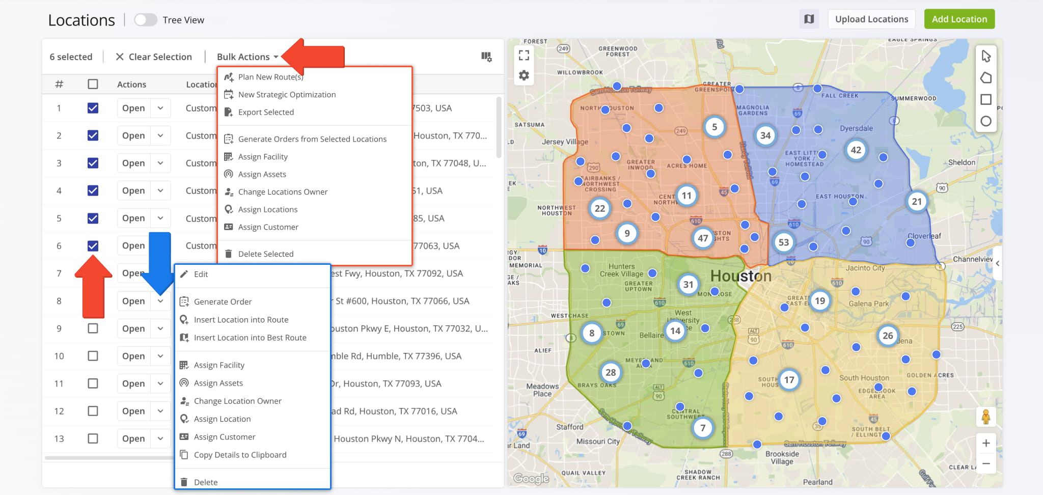 To modify a Customer Location, click the