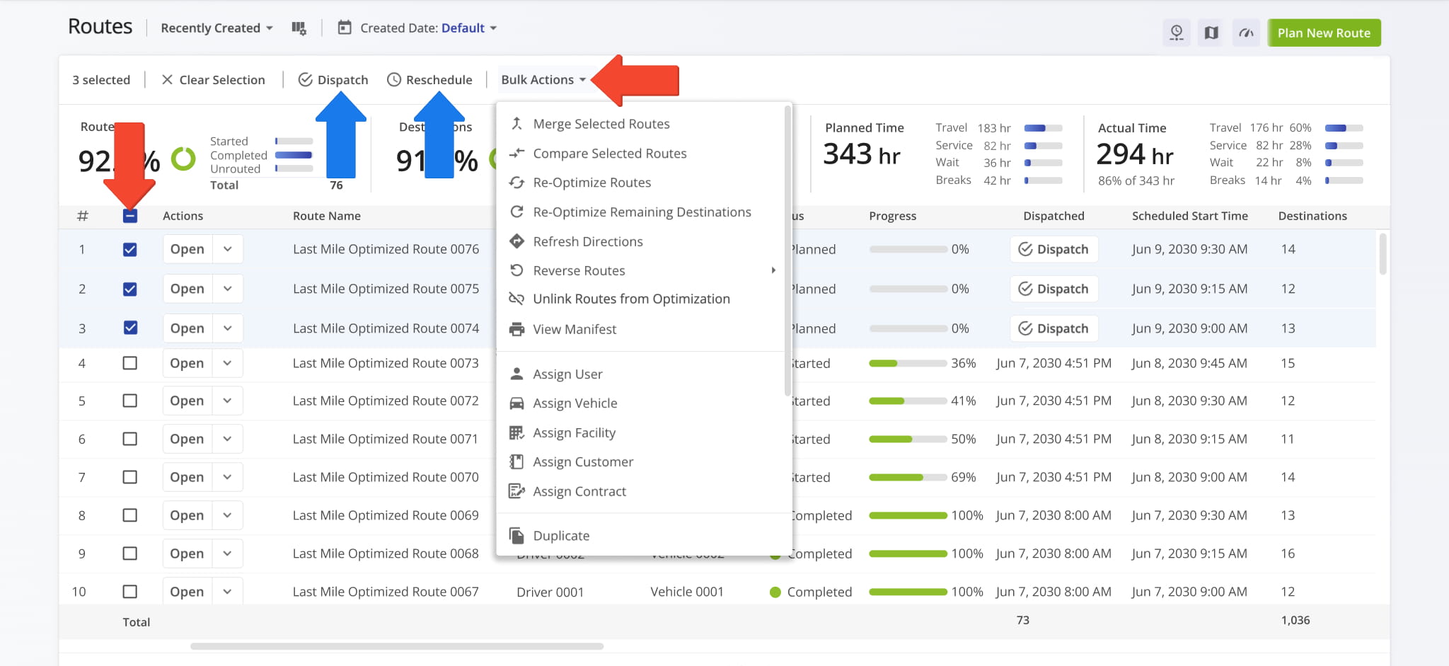 Save time by editing and modifying multiple routes with a single click of a button.
