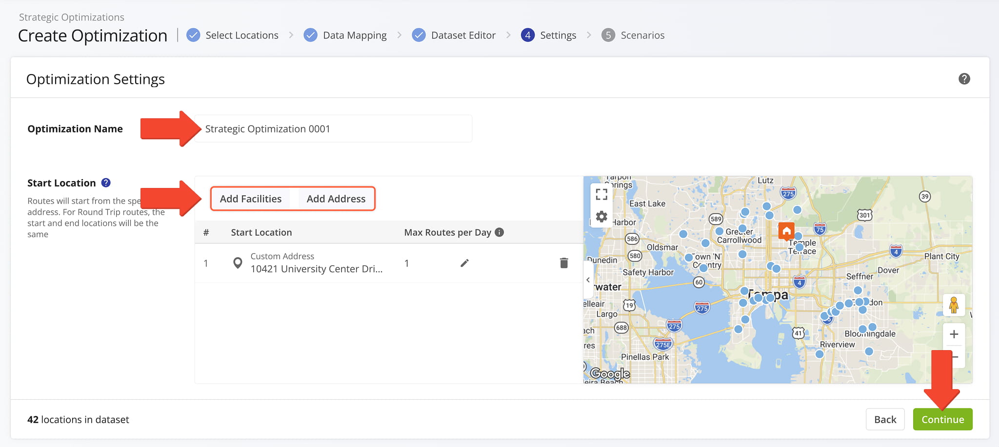 After you select Locations for Strategic Optimization, you can configure optimization settings.