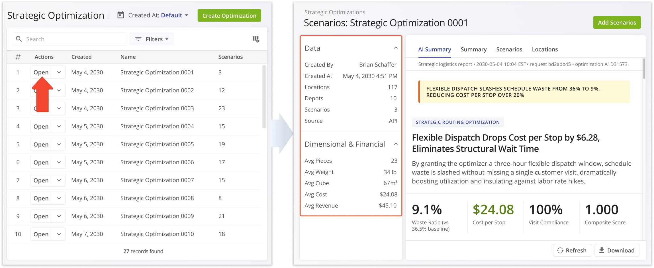 The Strategic Planner provides an overview of your different recurring routing scenarios bundled into strategic plans.
