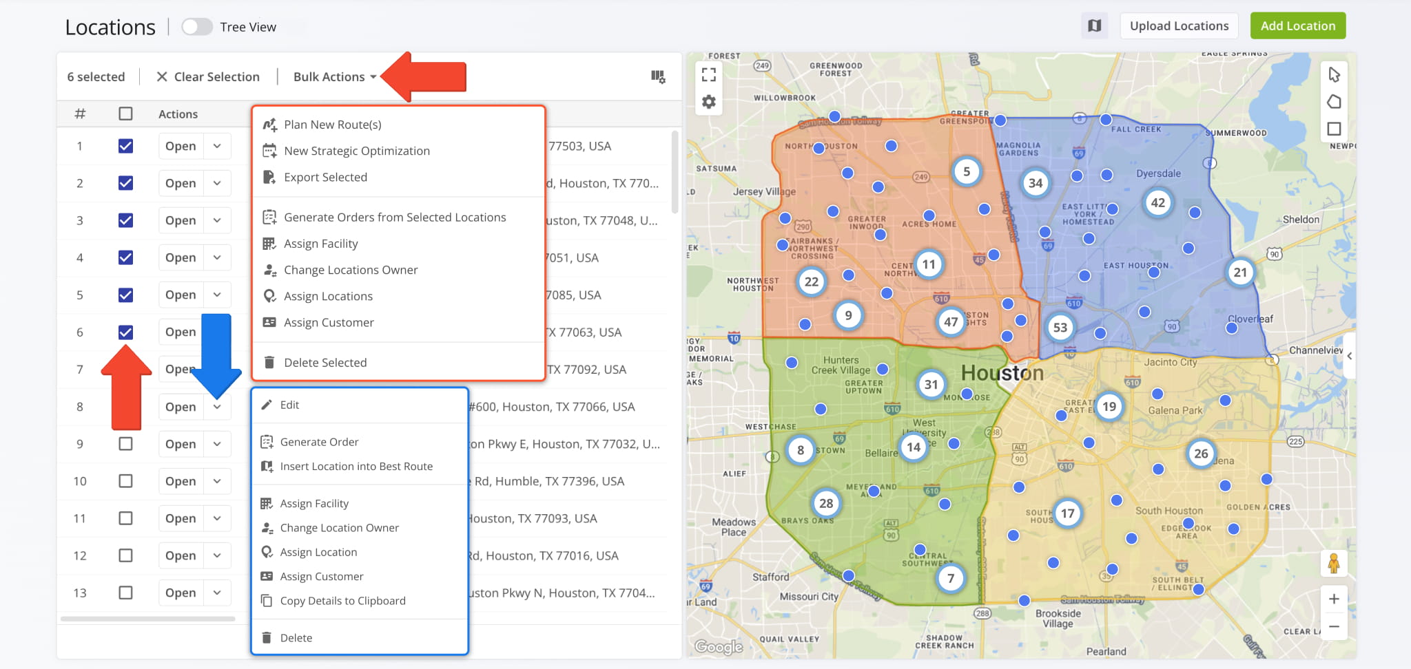 To modify a Customer Location, click the
