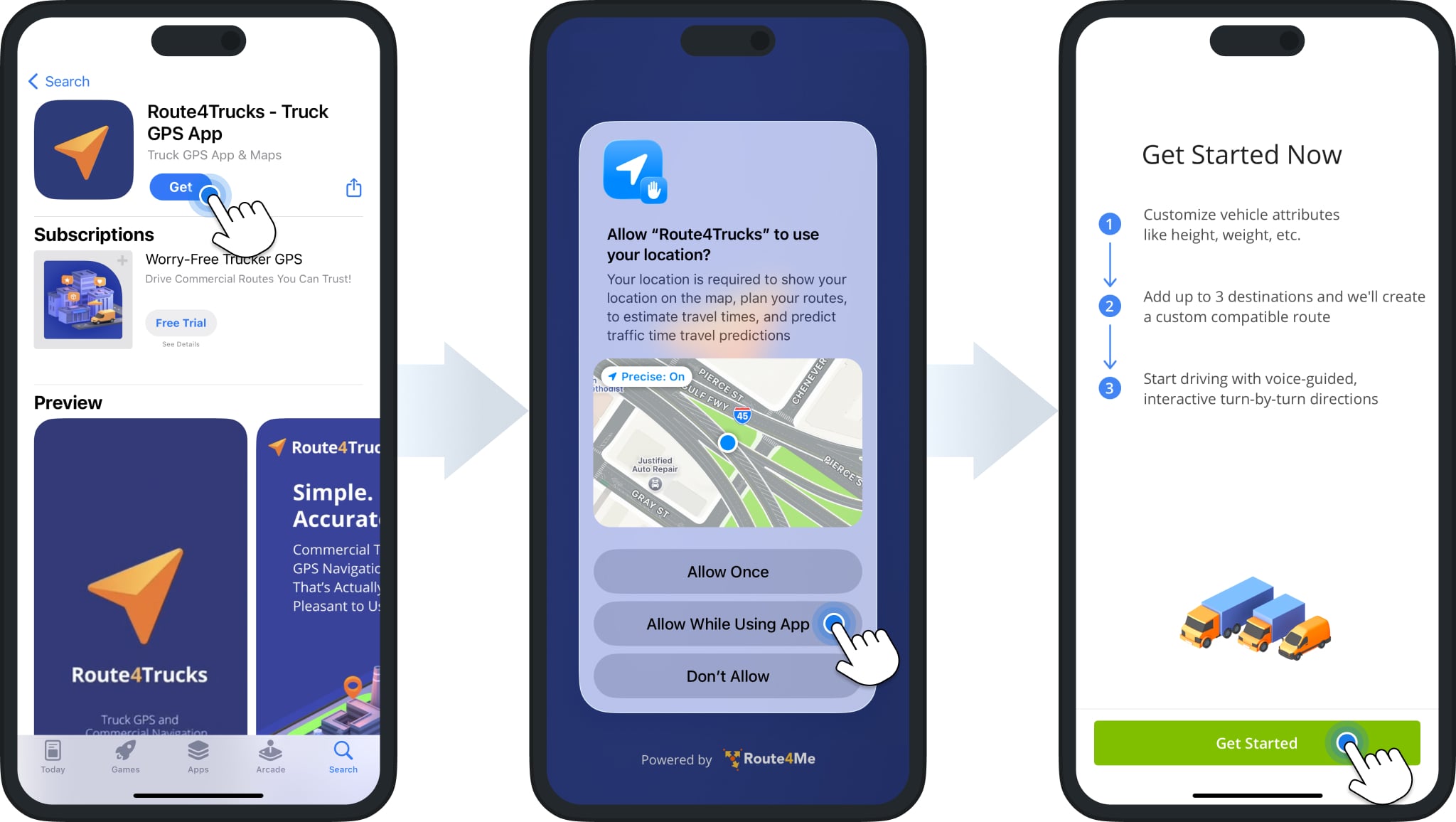 Download and install the best free truck routing app on iPhone from the App Store.