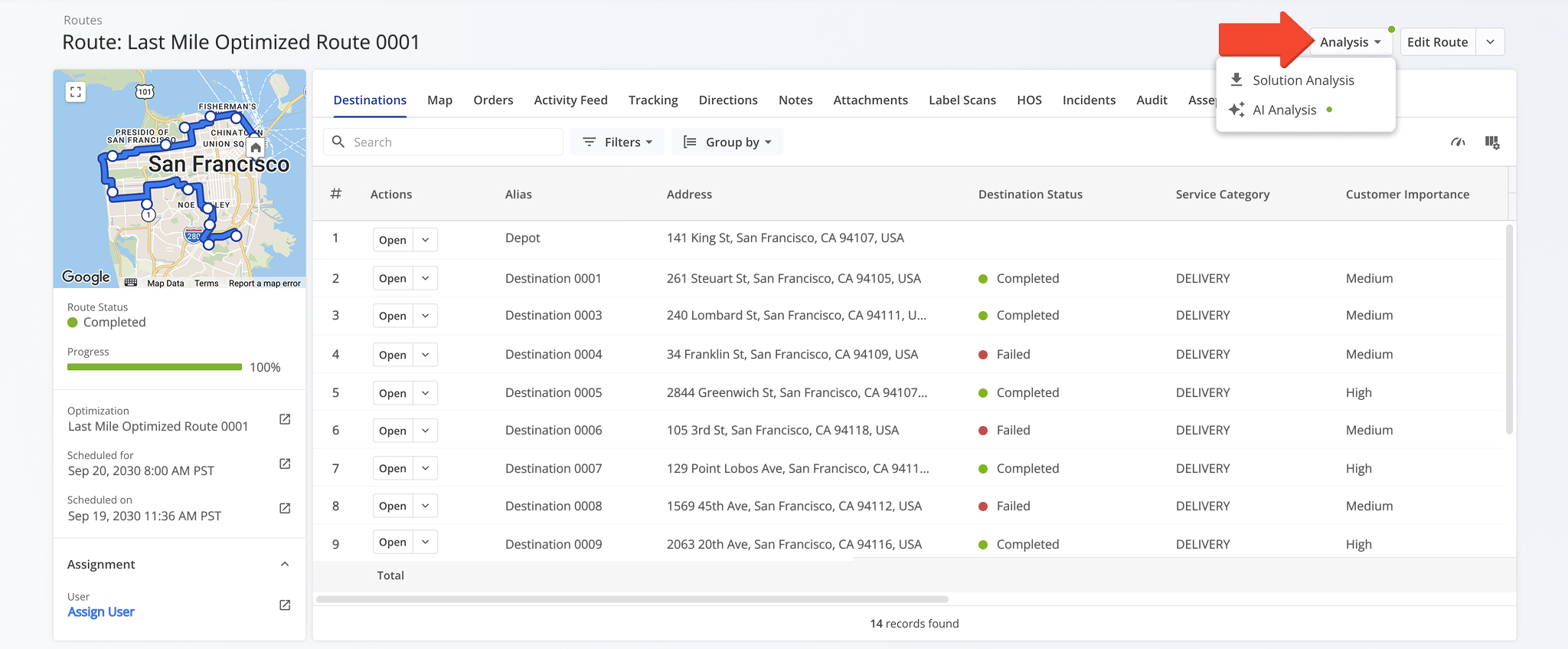To facilitate route reporting, download an AI generated analysis of your route.