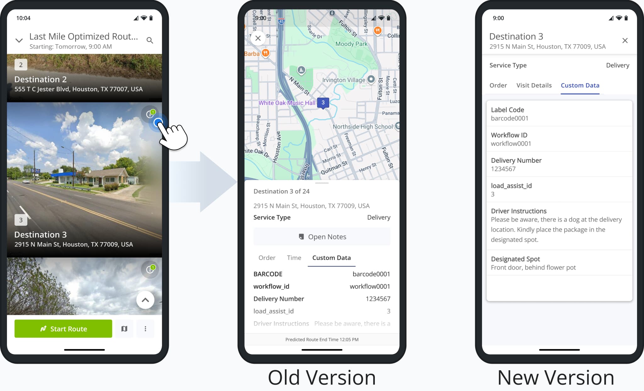 The new Destination Info screen shows more information in a way that