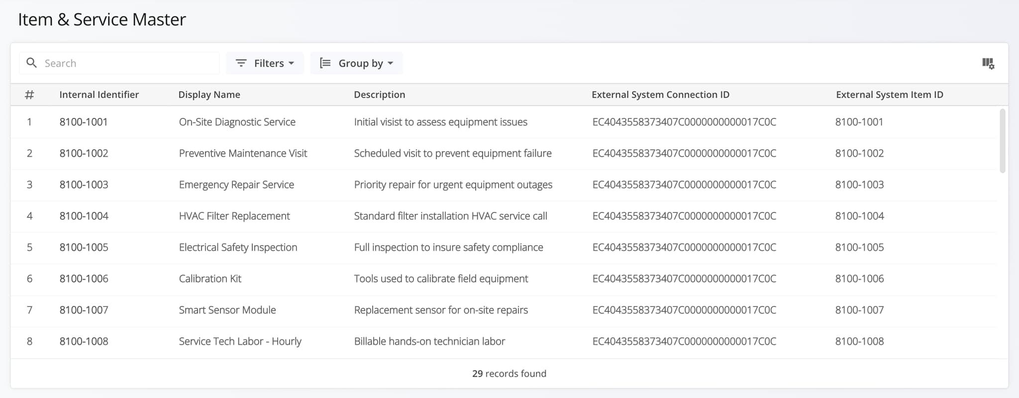 A new ERP Item and Service Master page was released. It provides enterprise business users with a centralized view of all Items and Services in their ERP system.