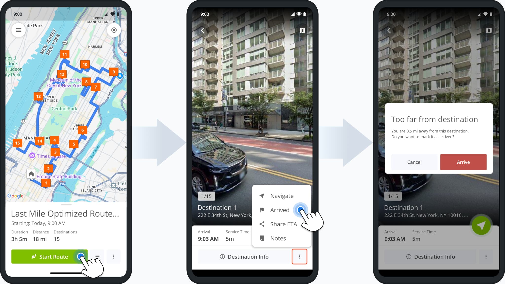 A new arrival distance alert was added to the Route4Me route planner app for Android.