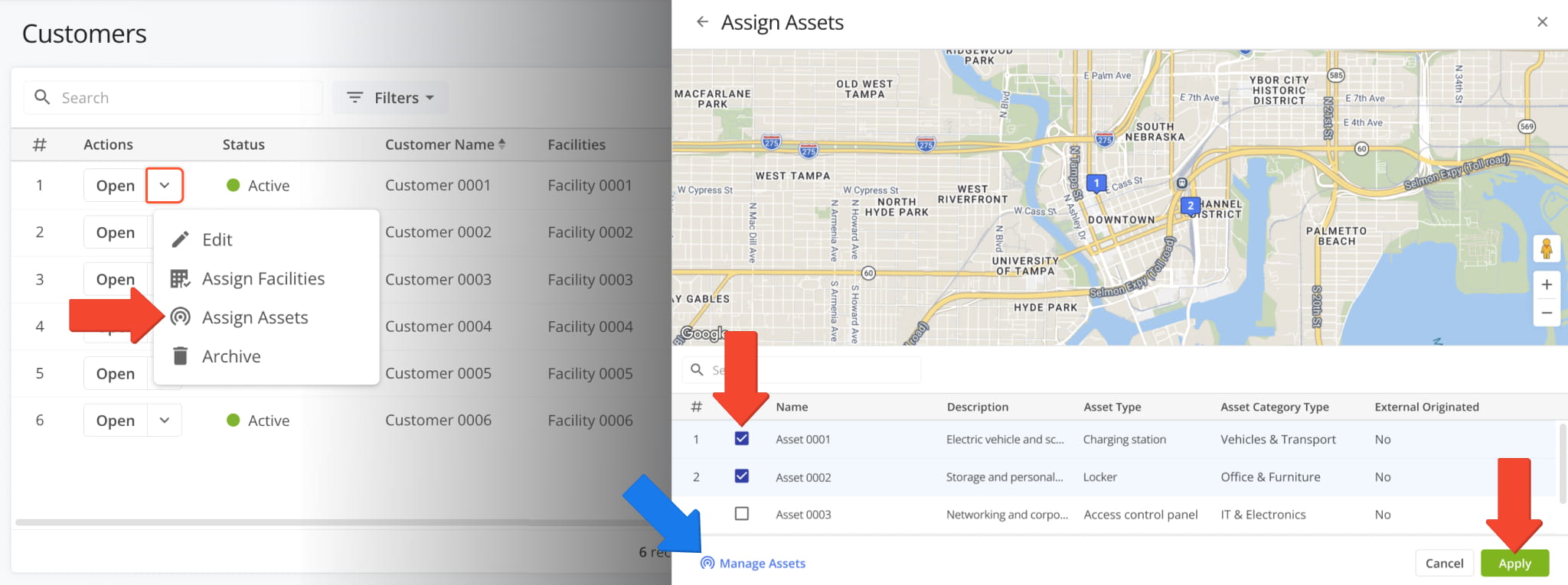 You can now assign multiple Assets when adding or editing a Customer. Additionally, a new Assign Assets action is available on the Customers Page.
