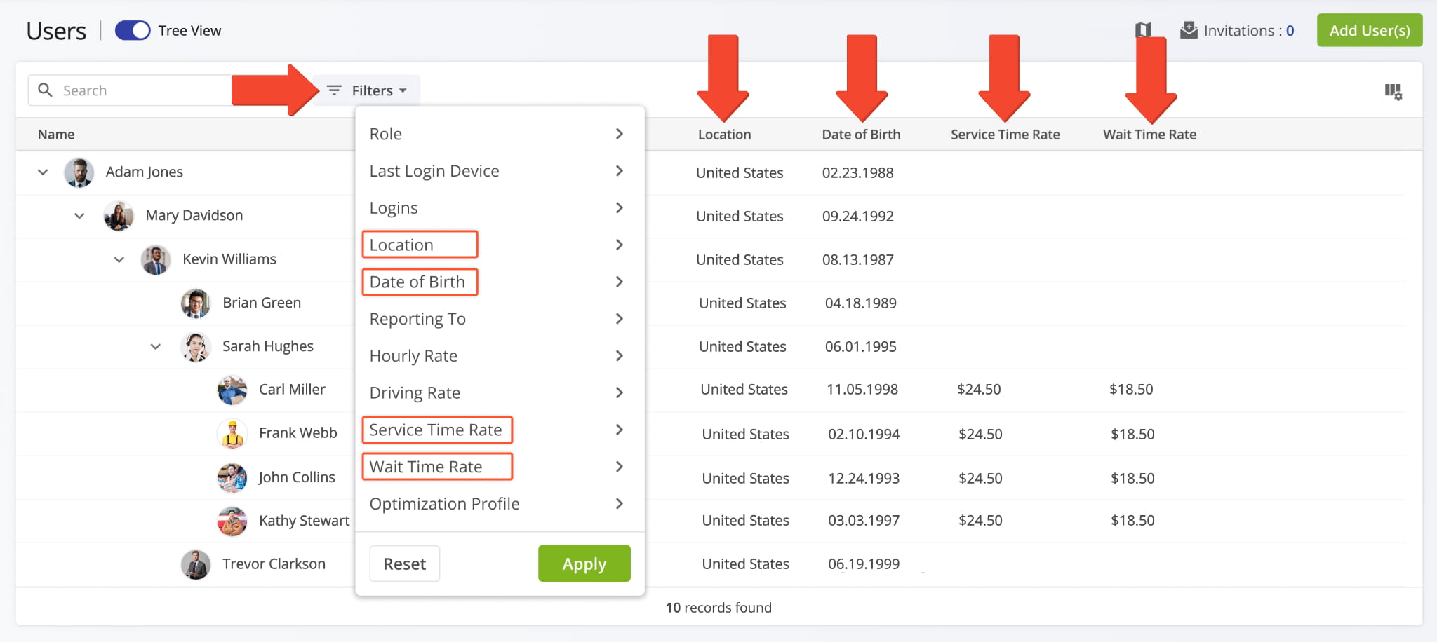 Several filters on the Users Page now have the same names as their corresponding data columns. Consistent filter names make finding users and navigating user data quicker and easier. The image below shows the affected filter options.