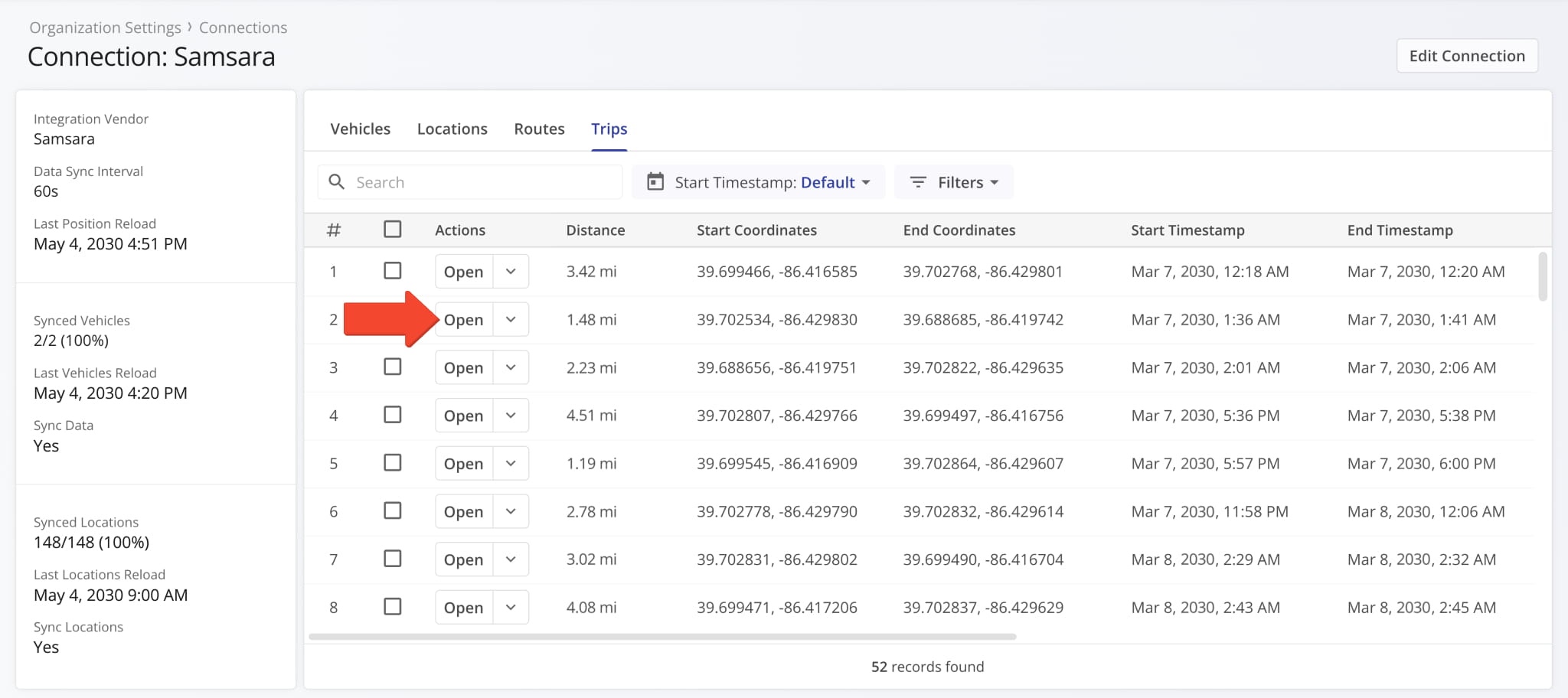 You can now open telematics vehicle trips in the Trips category of Connection Snapshots.