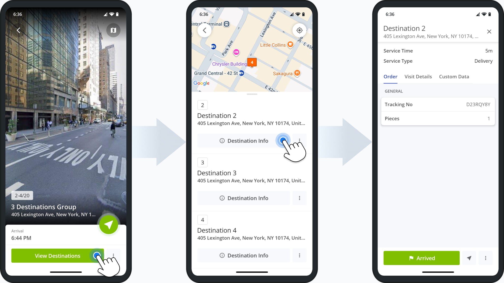 Grouped Destinations are now available in Visually Immersive Mode, enabling users to access destination details when multiple destination share a single address.