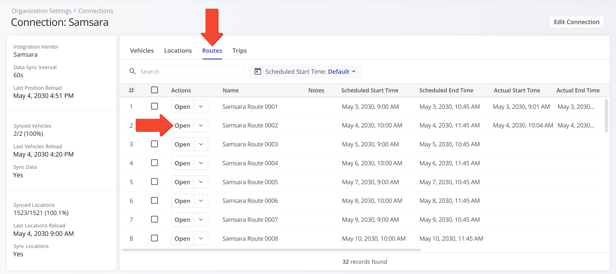 You can now open imported and synced routes in the Routes category of Connection Snapshots.
