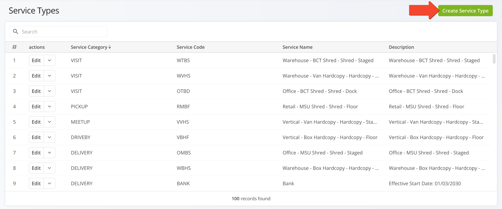 A new Service Types page was added. You can use it to configure custom Service Types that can be associated with Locations and other entities in your Route4Me account.