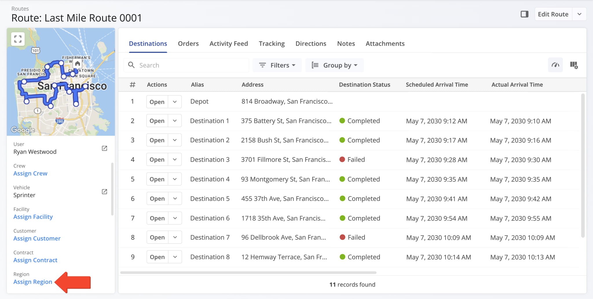 You can now assign Operation Regions to routes in Route Snapshots.