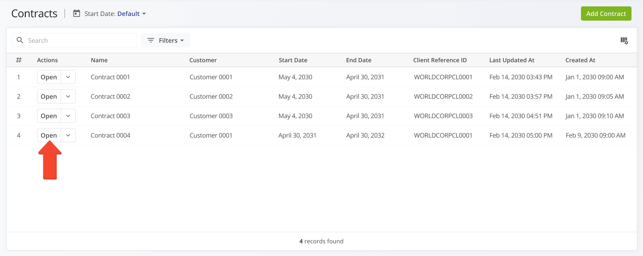 You can now open Contract Snapshots directly from the Contracts List by clicking the new Open button.