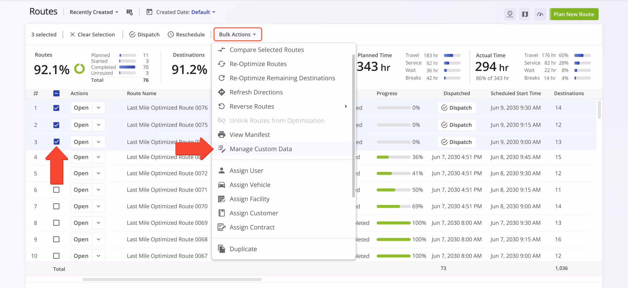 Manage Custom Data for multiple routes at the same time.