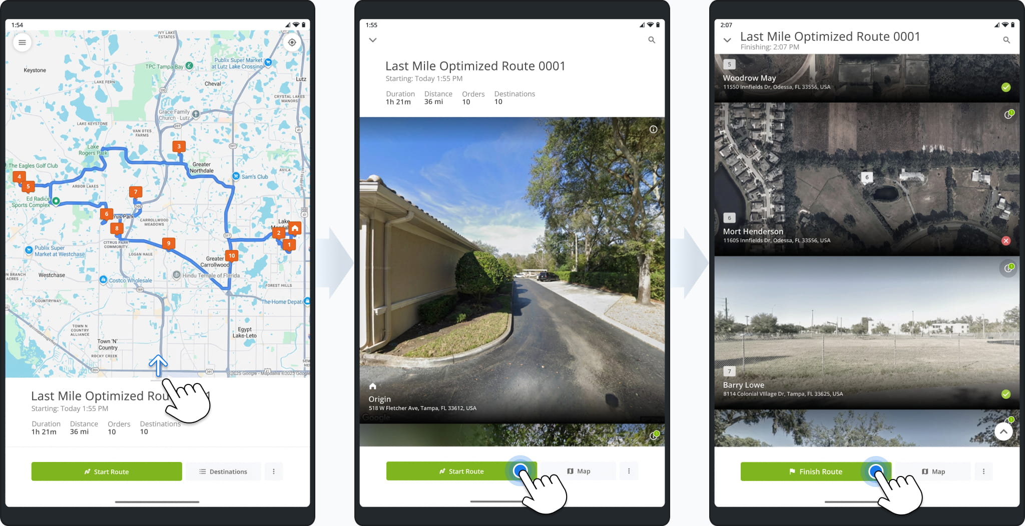 Visually Immersive Mode for tablets enables users to get more context for route destinations with immersive street views and streamlines the process of starting, navigating, and completing routes.