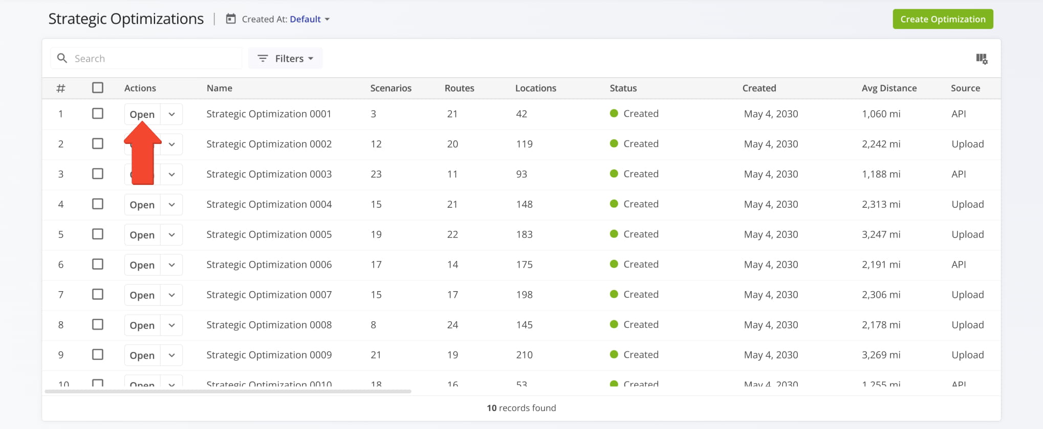 Click Open next to a Strategic Optimization to access its AI Summary.
