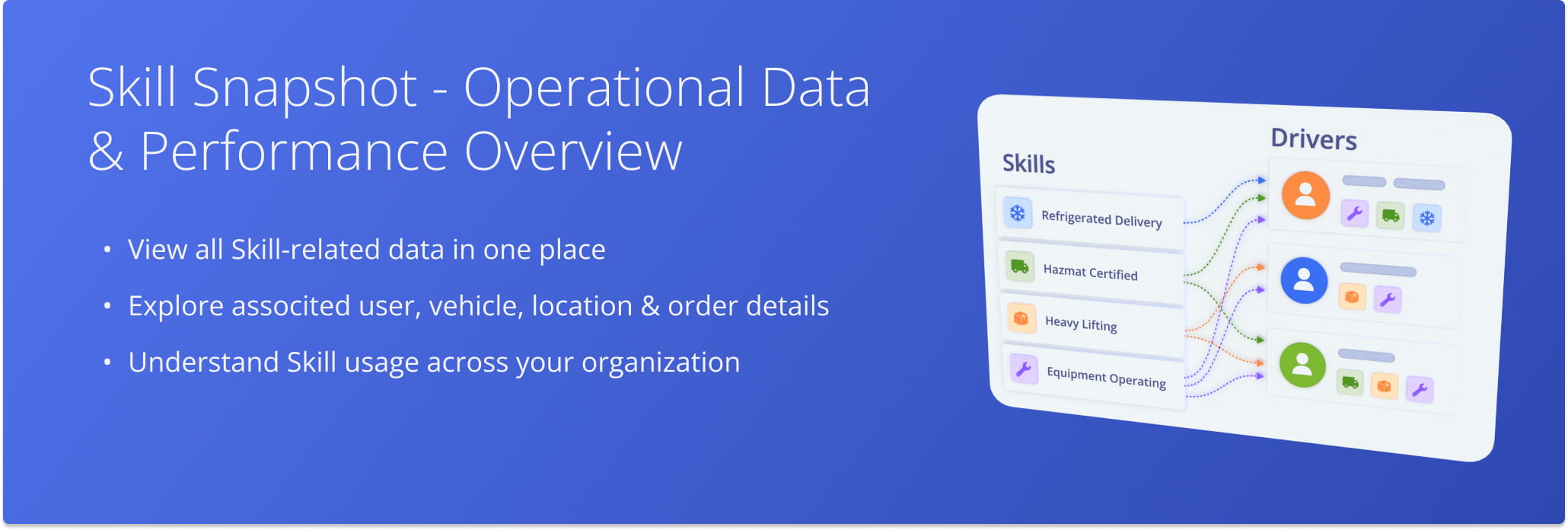 Route4Me’s Skill Snapshot gives you a centralized view of skill-related data and analytics across your operations.