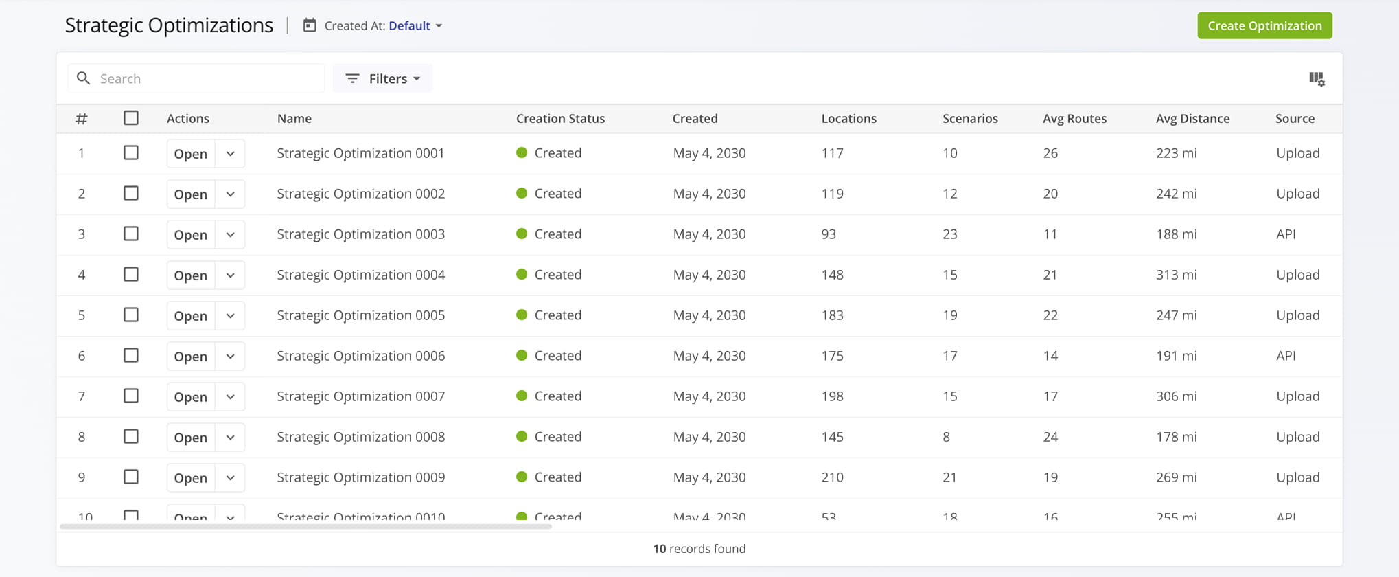 Create long-term routing scenarios for large-scale, recurring operations with hundreds or thousands of stops.