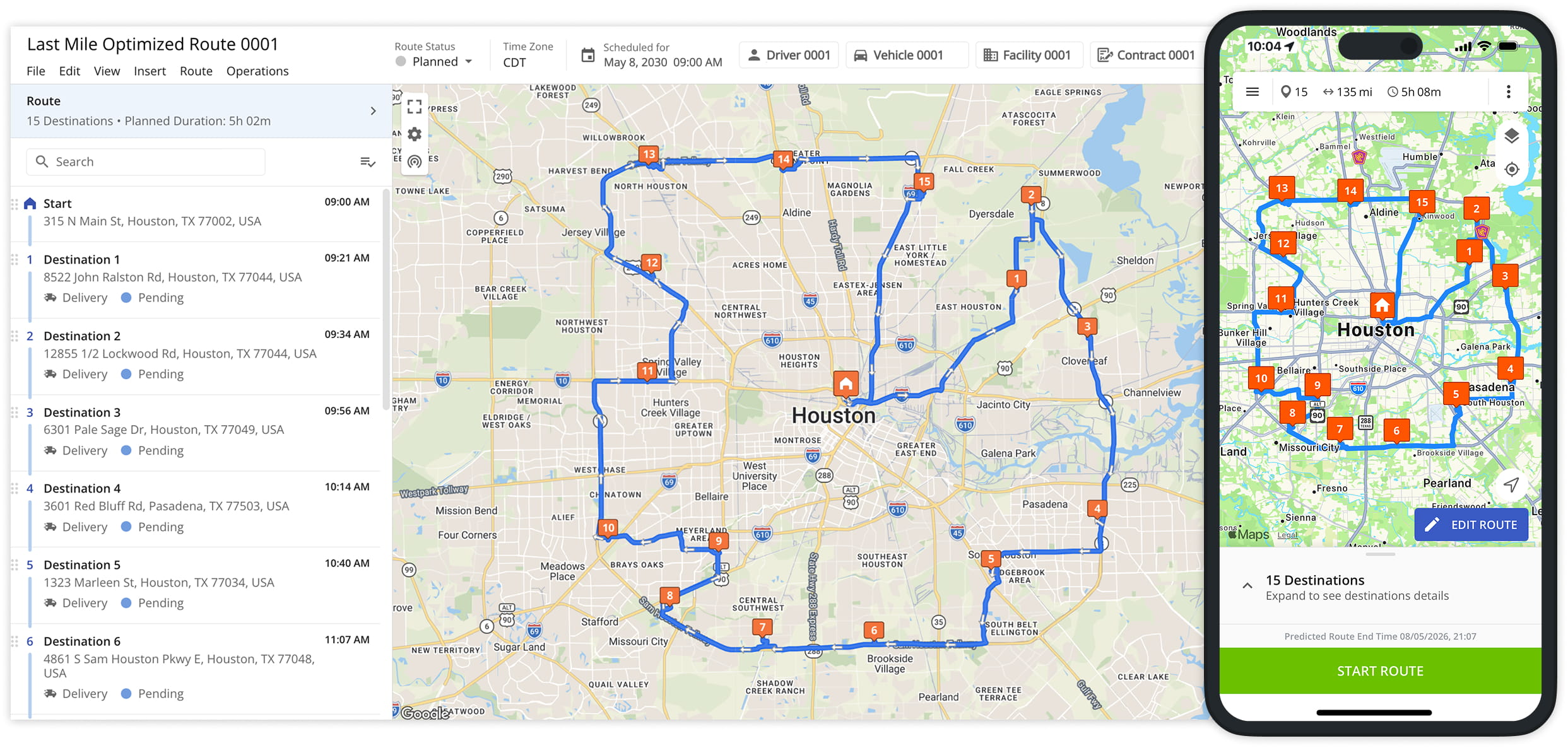 Web Route Editor and Mobile Driver Apps real-time route synchronization for inserted and removed stops, route and stop statuses, attached proof of visit and delivery, and other route updates.