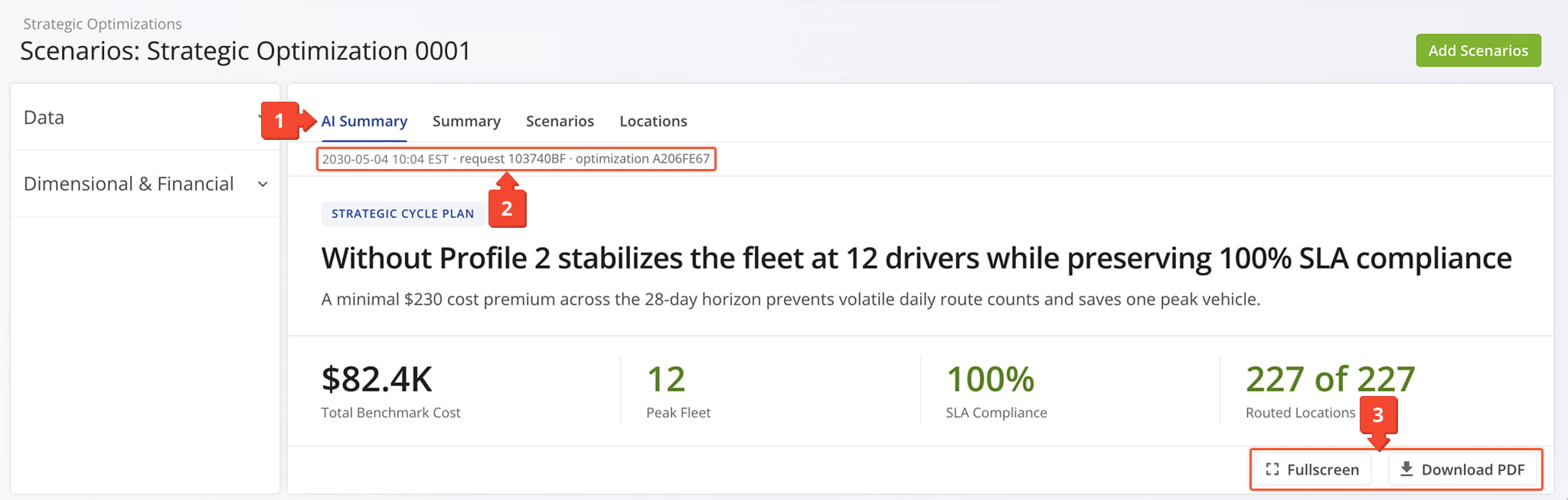 A Strategic Optimization automatically generates an AI Summary that provides a quick overview of optimization details.