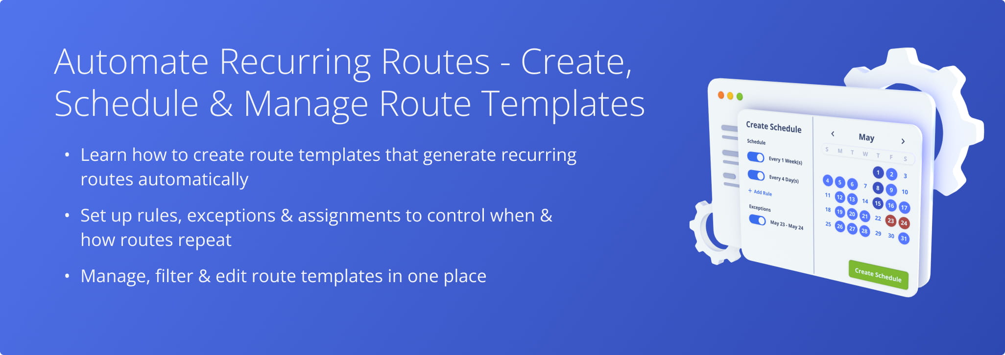 Learn how to create and manage recurring route schedules to automate consistent route planning in Route4Me.