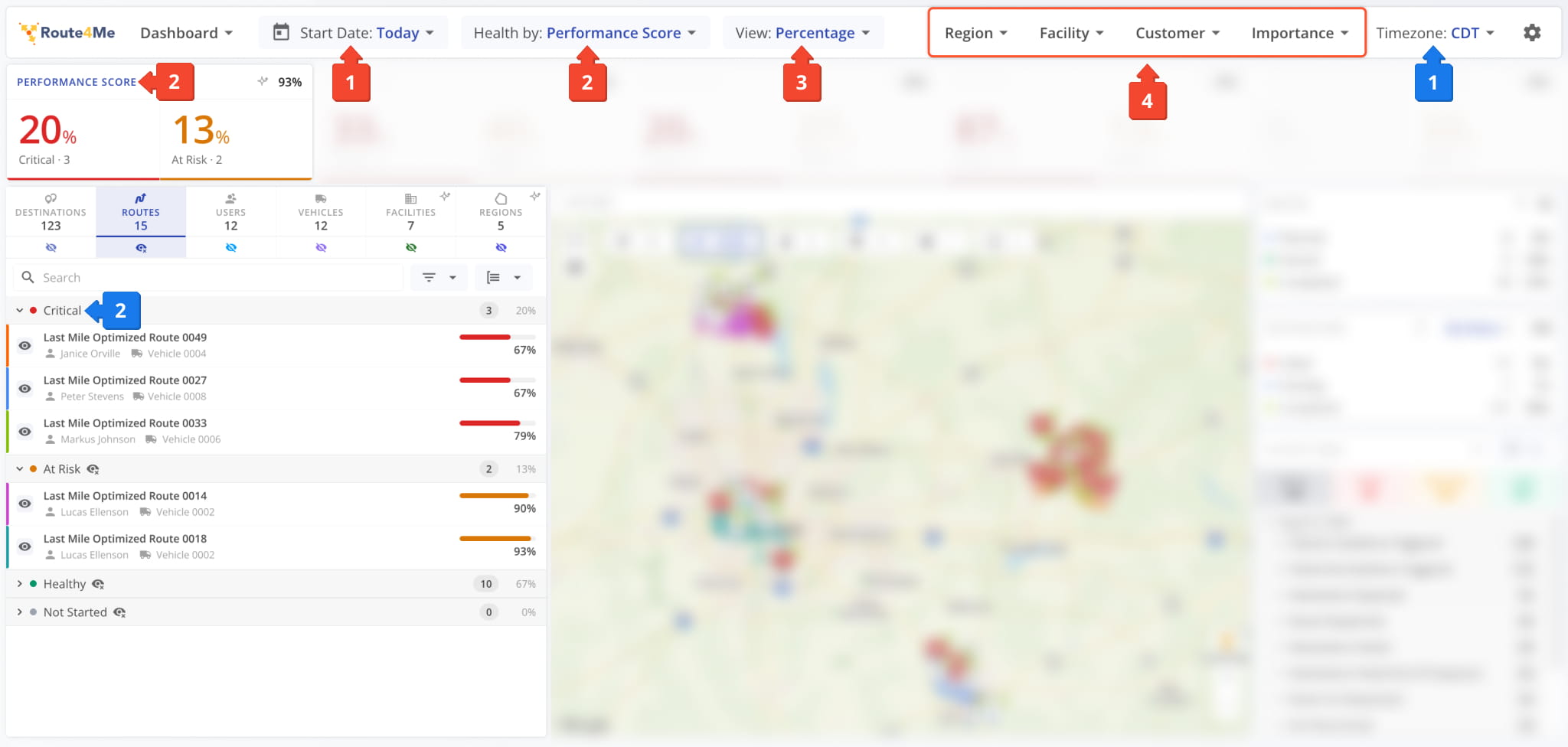 The first step of setting up the Operations Dashboard is using the Header Bar to configure the Date Range and Health Metrics.