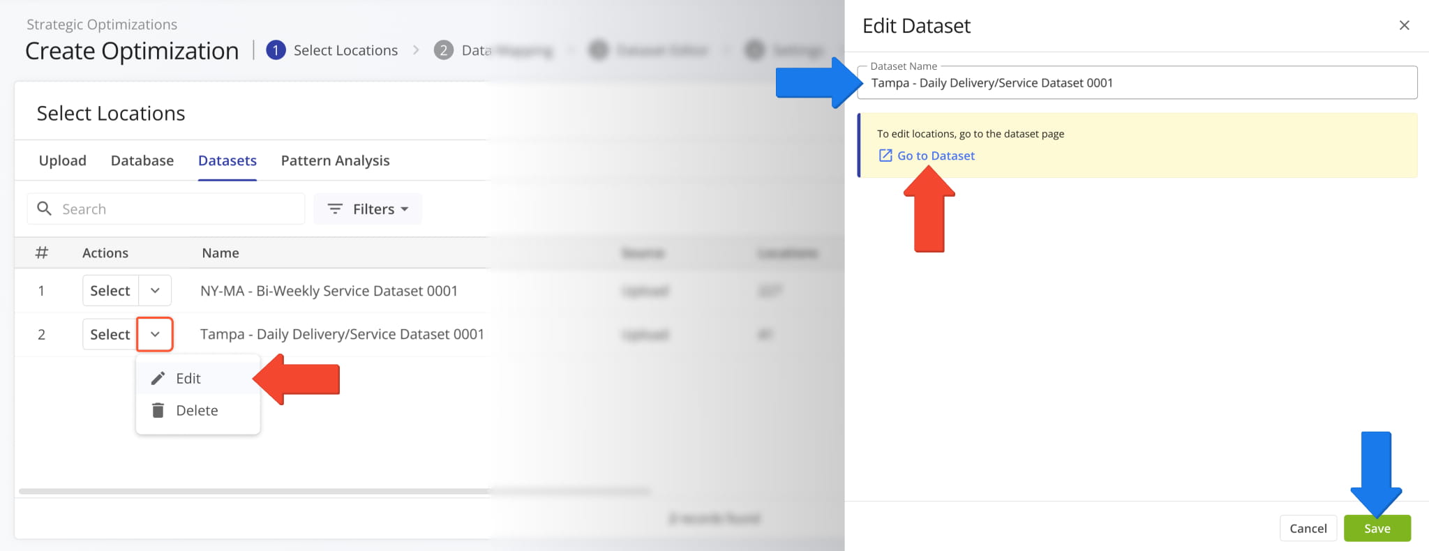 You can open Datasets when routing with Datasets.