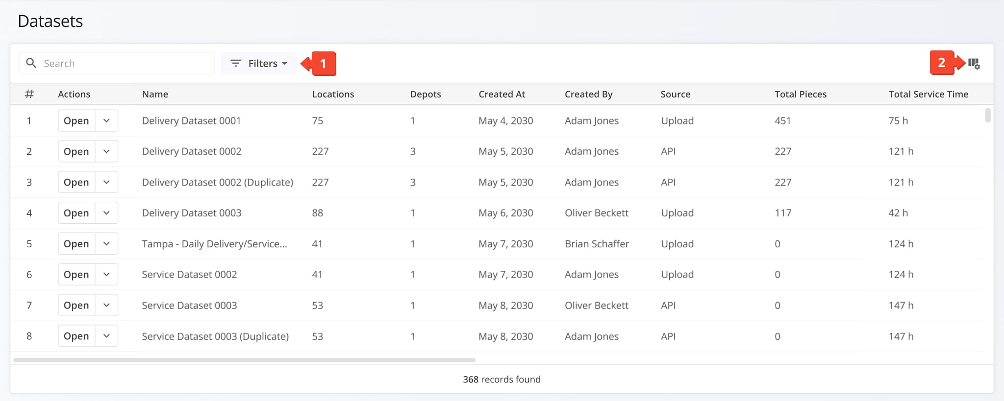 The Datasets Page is where you can find Datasets previously used to create Strategic Optimizations.
