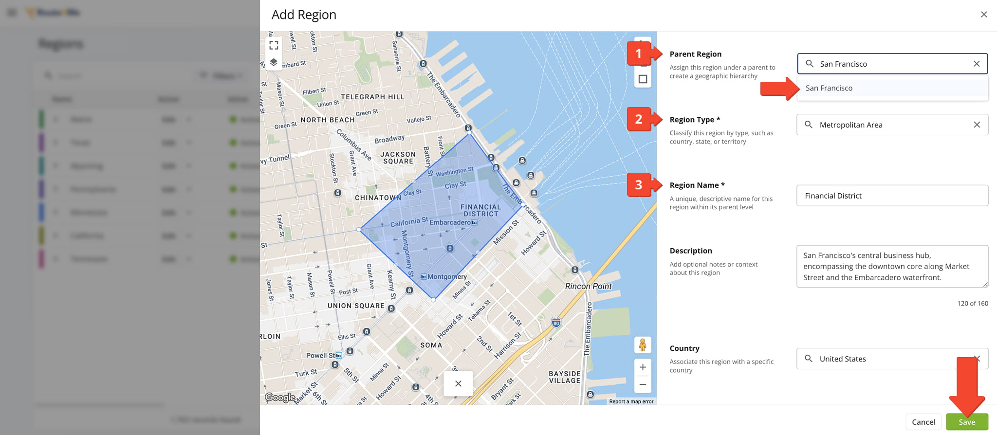 Create nested Sub-Regions to support highly detailed territory structures.