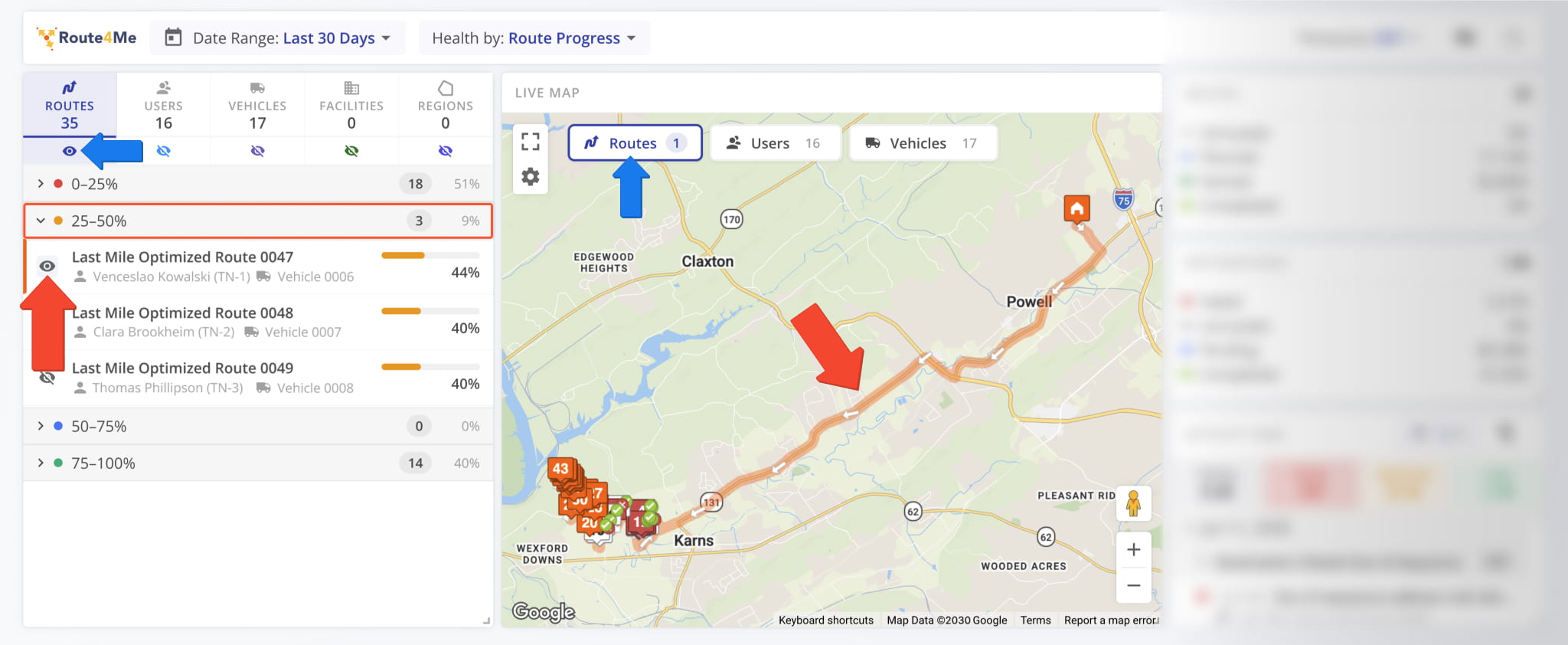 To see a specific resource on the map, you have to enable it. To do so, first open the relevant section of the Resource List and click the Eye Icon next to the resource.