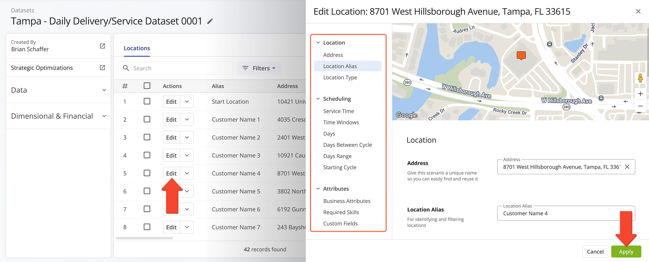 Location settings can be adjusted in the Dataset Editor.