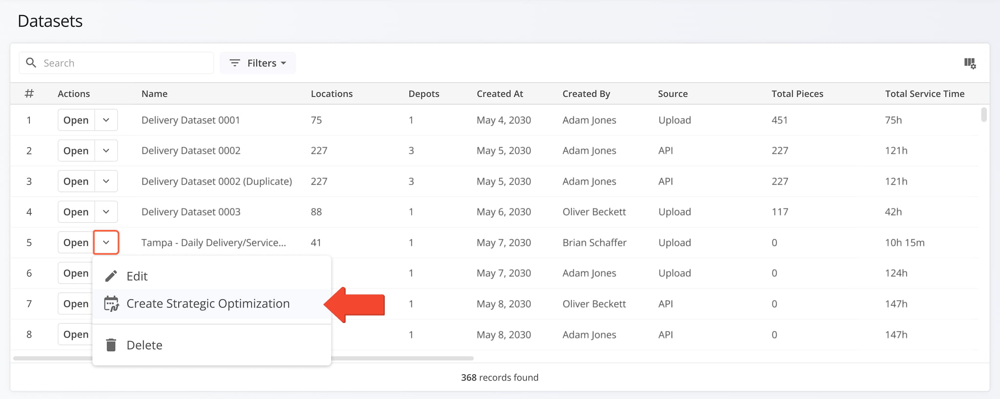 You can start routing from the Datasets Page.