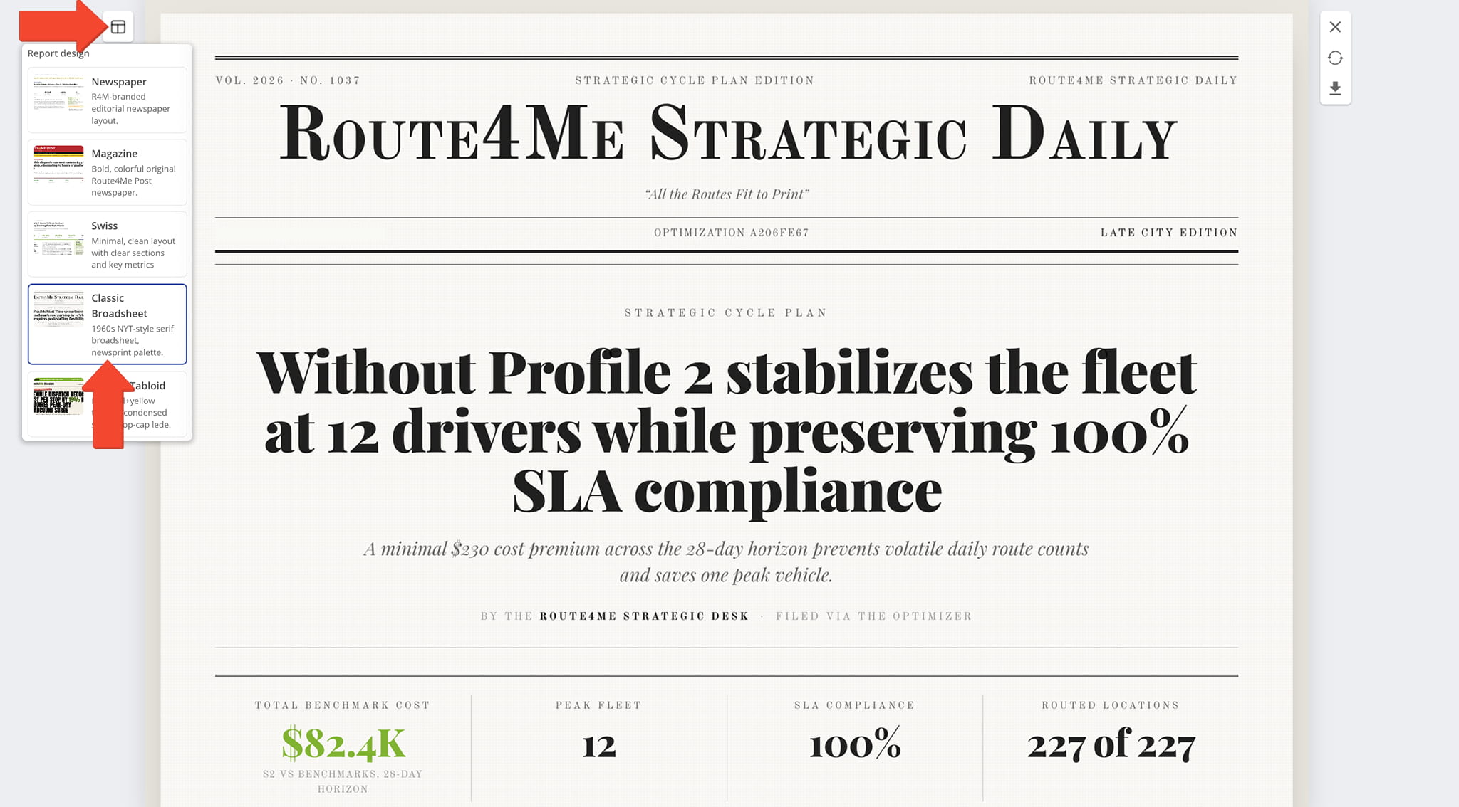 View the report in a formal, newspaper-inspired layout with a traditional and professional presentation style.